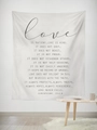 Minimalist white 'Love' wall tapestry with black scripture print for home decor - Gt45-24 / 95*73 (brushed Fabric)