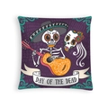 Day of the Dead purple pillow cover with skulls and guitar illustration print - Guitar Player Skull Couple (DRD459-23)