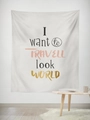 White minimalist wall tapestry with artistic TRAVEL slogan for home bedroom decor - Gt45-29 / 95*73 (brushed Fabric)