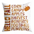 White square pillowcase with Hello Fall typography and orange pumpkin illustrations - 45*45cm (No Insert) / Hello Fall Word Collage Style (DRD292-9)