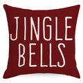 Deep red square Christmas pillow case with white Jingle Bells typography on linen fabric - Deep Red-Jingle Bells (YMD157-3) / 45x45cm