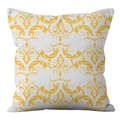 Square throw pillow cover with yellow damask geometric print on white background - 45x45cm (No Insert) / Yellow Damask Pattern (DRD361-2)