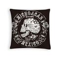 Halloween Day of the Dead pillowcase featuring a decorative sugar skull on black fabric - Mexico Region Logo Skull (DRD459-26)