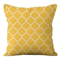 Square yellow cushion cover with white Moroccan quatrefoil pattern and matte fabric texture - 45x45cm (No Insert) / Yellow Moroccan Pattern (DRD361-3)