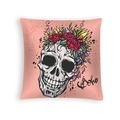 Halloween Day of the Dead cushion cover featuring a boho sugar skull and red roses design - Bohemian Style Skull (DRD459-27)