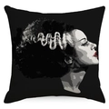 Halloween Kissenbezug mit Frankenstein-Braut Motiv im gotischen Vektor-Kunst Design - Frankensteins Braut Stil (YMD161-1) / Standard Quadratisch