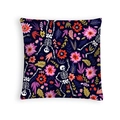 Halloween Day of the Dead pillowcase with dancing skeletons and floral print - Dark Blue Dancing Skull (DRD459-28)