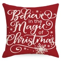 Funda de cojín navideña roja con frase festiva y estampado de copos de nieve blancos - Estilo De Cita De Navidad (YMD159-1) / Solo funda