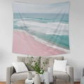 Modern wall tapestry featuring a pink beach and turquoise waves for home decor - Gt45-33 / 95*73 (brushed Fabric)