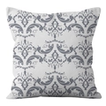 Classic damask pattern throw pillow cover in white and grey for sofa decor - 45x45cm (No Insert) / Gray-Blue Damask Pattern (DRD361-6)