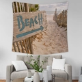 Wall hanging tapestry with beach path design and vintage wooden beach signpost - Gt45-35 / 95*73 (brushed Fabric)