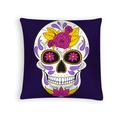 Halloween purple sugar skull pillowcase with pink roses and floral artistic patterns - Dark Purple Sugar Skull (DRD459-30)