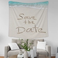 Summer beach tapestry with Save the Date sand text for living room wall decoration - Gt45-38 / 95*73 (brushed Fabric)