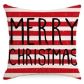 Funda de cojín navideño con rayas rojas blancas e impreso Merry Christmas - Rayas Rojas y Blancas Letras Merry Christmas (YMD163-3) / 45x45CM Sin Núcleo de Almohada