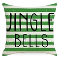 Funda de cojín navideño con rayas verdes y texto Jingle Bells para decoración festiva - Rayas Verdes y Blancas Letras Jingle Bells (YMD163-4) / 45x45CM Sin Núcleo de Almohada