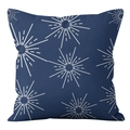 Dark blue square pillowcase with white geometric sunburst pattern on canvas fabric - 45x45cm (No Insert) / Navy Blue Star Pattern (DRD361-13)