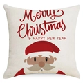 Linen Christmas pillow case featuring Santa Claus print and Merry Christmas text design - 45x45cm / Snowflake Greetings Pattern (YMD168-2)