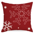 Red linen Christmas pillowcase with white snowflake print for holiday home decor - 45x45cm / Christmas Tree Pattern (YMD168-3)