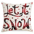 Weihnachts-Kissenbezug mit rotem Karo-Aufdruck Let it Snow auf Leinenstruktur-Stoff - 45*45cm (Kein Inlett) / Let it Snow Druck (YMD169-2)