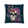 Halloween decorative pillowcase with Mexican sugar skull and colorful floral print - Gorgeous Floral Sugar Skull (DRD459-38)