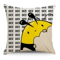Housse de coussin imperméable avec motif abeille jaune et texte imprimé sur tissu lin - Style Abeille Dessin Animé (FSYMD227-2)
