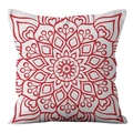 Square white decorative pillowcase with red geometric mandala floral pattern - 45x45cm (No Insert) / Red Mandala Pattern (DRD361-19)