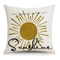 Housse de coussin imperméable motif soleil et texte sur tissu aspect lin - Style Soleil en Spirale Sunshine (FSYMD227-4)