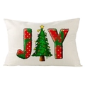 Fodera per cuscino lombare natalizio in lino con stampa festiva albero di Natale JOY - JOY Lettera Albero di Natale (YMD171-3)
