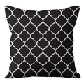 Square pillowcase with black and white Moroccan trellis geometric pattern print - 45x45cm (No Insert) / Black Moroccan Pattern (DRD361-21)