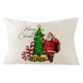 Federa per cuscino in lino con Babbo Natale e albero di Natale su sfondo bianco - Ymd171-4 / 30*50CM Senza Interno