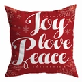 Rode kerstkussensloop met Joy Love Peace print en sneeuwvlokken voor het interieur - Joy Love Peace Handschrift Print (DRD294-2) / 45*45cm (Geen Binnenkussen)