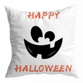 Halloween Kissenbezug mit Happy Halloween Aufdruck und schwarzem Geistergesicht - 45x45cm / Lächelndes Jack-o-Lantern Muster (DRD295-1)