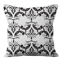 Square throw pillow cover featuring classic black and white damask geometric pattern - 45x45cm (No Insert) / Black Damask Pattern (DRD361-24)
