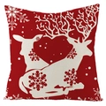 Housse de coussin rouge imperméable avec motifs de rennes blancs et de cœurs - Style Coeur de Cerf Rouge (FSYMD111-2)