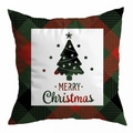 Dettaglio della federa natalizia a quadri rossi e verdi con stampa Merry Christmas - Albero Geometrico MERRY Christmas (DRD296-17)