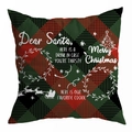 Dettaglio federa natalizia a quadri rossi e verdi con scritte festive Dear Santa - Stampa Lettera Dear Santa (DRD296-15)