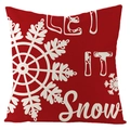 Housse de coussin rouge imperméable avec flocons et texte Let It Snow festif - Style Let it Snow Rouge (FSYMD111-4)
