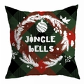 Christmas plaid pillow cover with Jingle Bells text and festive pine branch patterns - JINGLE BELLS Bell Print (DRD296-2) / 45*45cm (No Insert)