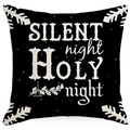 Federa natalizia nera con scritta Silent Night Holy Night e decoro a fiocchi di neve - 45*45cm (Senza Inserto) / Stile Notte Santa (YMD181-3)