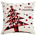 Christmas linen pillowcase with red buffalo plaid tree and Merry Christmas print - 45*45cm (No Insert) / Christmas Tree Pattern (YMD185-1)