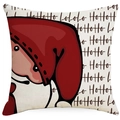 Kerst kussenhoes met kerstman cartoon print en HoHoHo tekst op linnen materiaal - 45*45cm (Geen Binnenkussen) / Kerstman (YMD187-2)