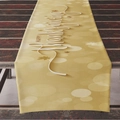 Chemin de table jaune Action de grâce avec texte Happy Thanksgiving et feuilles d'érable - ZQ04-3 (Jaune/Pois/Happy Thanksgiving) / 33*183cm