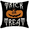 Halloween throw pillow cover with orange jack-o-lantern and Trick or Treat typography - 45*45cm (No Insert) / Pumpkin Smiling Face Style (YMD179-4)
