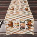 Plaid Thanksgiving table runner with pumpkin patterns and Give Thanks print on wood - ZQ04-6 (Diagonal Plaid/Give Thanks) / 33*183cm