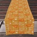 Autumn table runner featuring pumpkins and Hello Fall text on orange checkered fabric - ZQ04-8 (Orange Plaid/Hello Fall) / 33*183cm