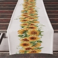 Thanksgiving table runner featuring vibrant sunflowers on white fabric for holiday decor - ZQ04-9 (White/Sunflower) / 33*183cm