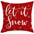 Weihnachtskissenbezug in Rot mit Let It Snow Druck und weißem Schneeflockendesign - 45x45cm / let it snow Schneeflocke (YMD188-4)