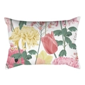 Floraler rechteckiger Kissenbezug mit gelben Gänseblümchen und Tulpen auf weißem Stoff - Weiße Basis Mehrfarbig Floral Stil (DRD475-11) / 30x50cm