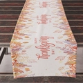 Thanksgiving table runner with maple leaves and pumpkins on rustic wooden surface - ZQ04-10 (White/Autumn Fruit/Happy Thanksgiving Day) / 33*183cm