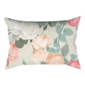 Floraler rechteckiger Kissenbezug mit pastelligen Rosen und Blättern auf Pfirsichhaut - Beige Basis Rosen Stil (DRD475-13) / 30x50cm